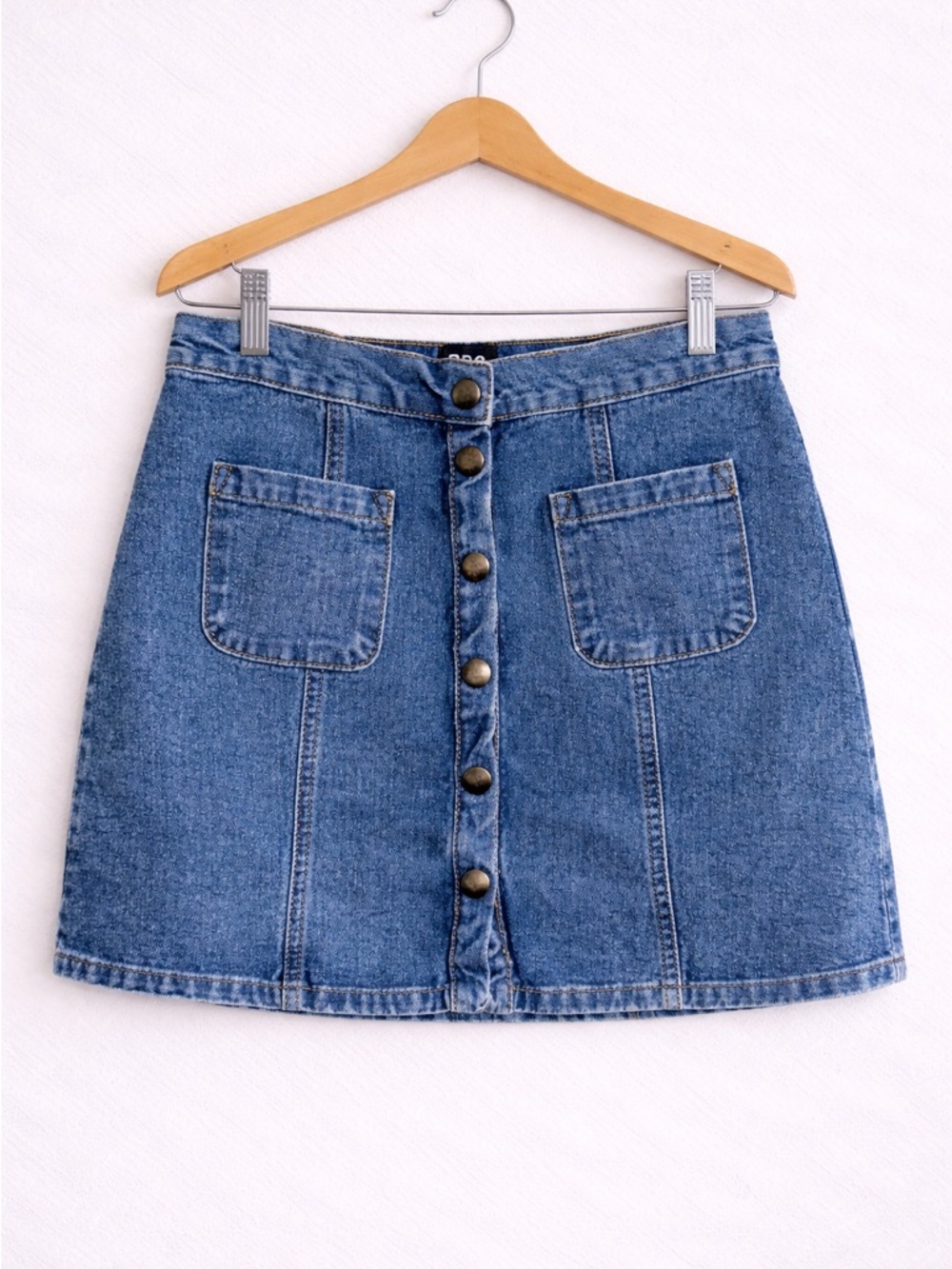 BDG Denim Button Front Mini Skirt High Rise 90s Style Size M